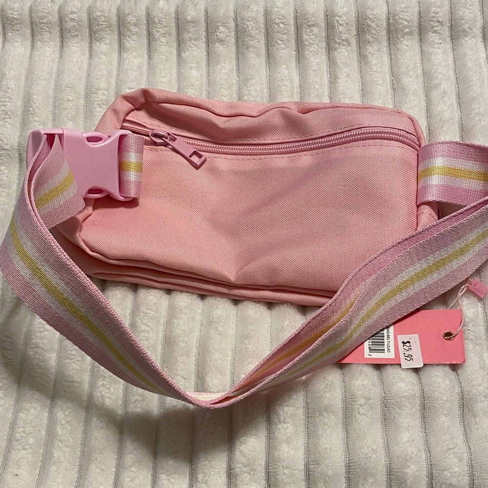 Simply Southern Pink Crossbody Bag with Striped Strap - Picture 5 of 5